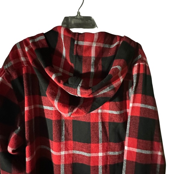Aeropostale Red Black Plaid Hooded Flannel Shirt Men's XL Button Up Casual NWT - Picture 4 of 7